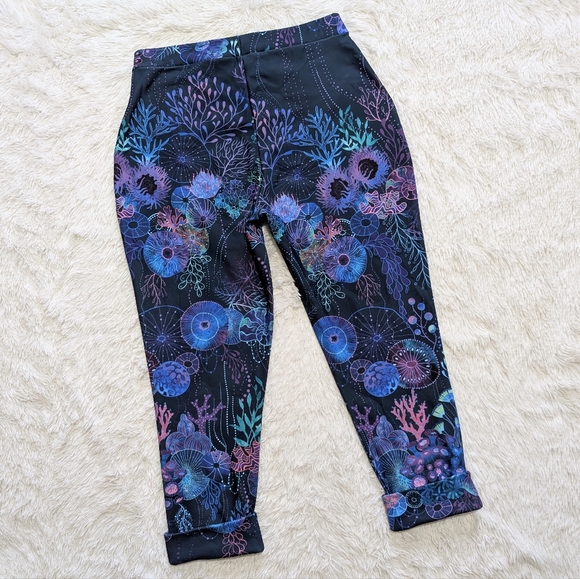 Blackmilk Floral Coral Blue Rainbow Ocean Cuffed Pants Size Large - Picture 6 of 13